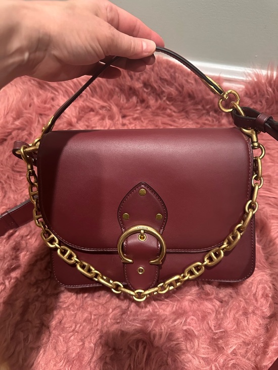 Coach Handbags - COACH Beat Bag Burgandy Wine Oxblood Leather Shoulder Crossbody Bag Purse Chain
